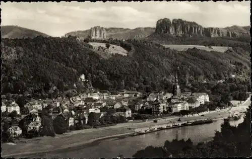 Ak Bad Schandau Sächsische Schweiz, Panorama, Falkenstein, Schrammsteine