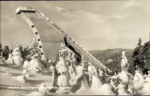 Ak Oberhof im Thüringer Wald, Kanzlersgrund, Schanze am Rennsteig, Winter