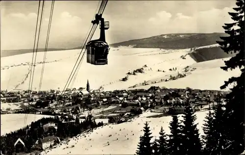 Ak Oberwiesenthal im Erzgebirge, Seilbahn, Panorama, Winter