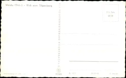 Ak Weida in Thüringen, Blick vom Tilgenberg