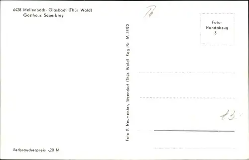 Ak Mellenbach Glasbach im Schwarzatal Thüringen, Gasthaus Sauerbrey