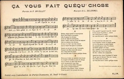 Lied Ak Es macht etwas mit dir, Briollet, Delormel