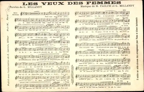 Lied Ak The Eyes of Women, Millandy, Paolini