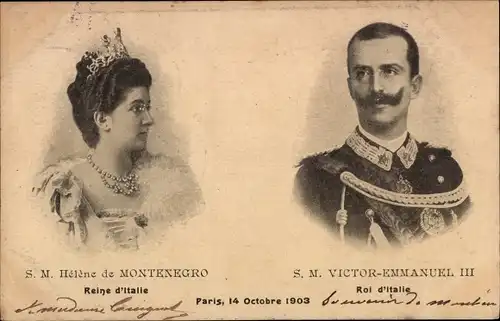 Ak König Viktor Emmanuel III. und Königin Elena von Montenegro
