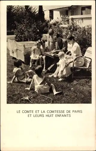 Ak Der Graf und die Gräfin von Paris und ihre acht Kinder