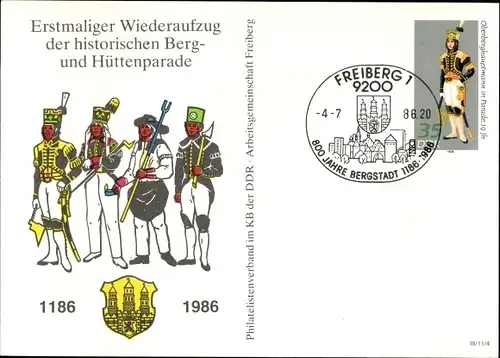 Ak Freiberg in Sachsen, Erstmaliger Wiederaufzug der historischen Berg- und Hüttenparade 1986