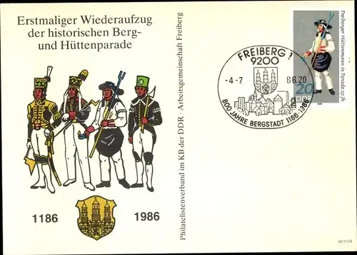 Ak Freiberg in Sachsen, Erstmaliger Wiederaufzug der historischen Berg- und Hüttenparade 1986
