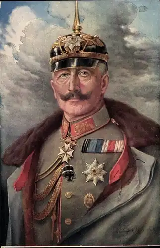 Künstler Ak v. Santho, N., Kaiser Wilhelm II., Pickelhaube, Orden