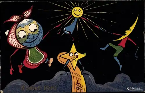 Künstler Ak Hesse, K., Halleyscher Komet 1910