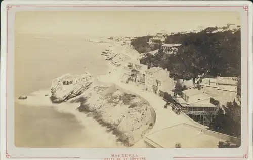 Kabinettfoto Marseille Bouches du Rhône, La Corniche, Blick auf den Ort