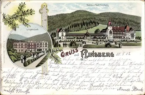 Litho Świeradów Zdrój Bad Flinsberg Schlesien, Kurhaus, Leopoldsbad