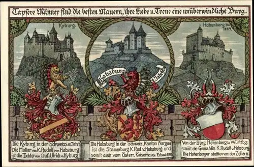 Wappen Ak Kyburg Kanton Zürich, Hohenberg, Habsburg