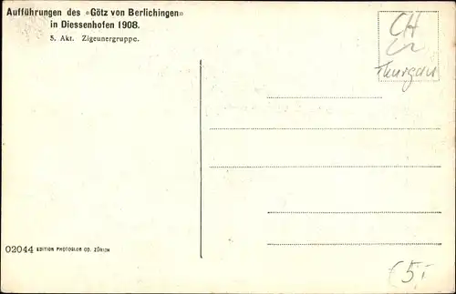 Ak Diessenhofen Kanton Thurgau, Aufführungen des Götz von Berlichingen, Zigeunergruppe