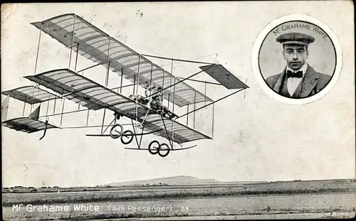 Ak Aviation, Aviateur Mr. Grahame White with passenger, Biplan