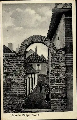 Ak Grave Nordbrabant, Grave's Portje, Tor, Gasse, Anwohner