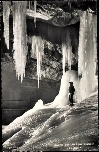 Ak Dachstein Obertraun Oberösterreich, Rieseneishöhle, Eispalast, Eiszapfen