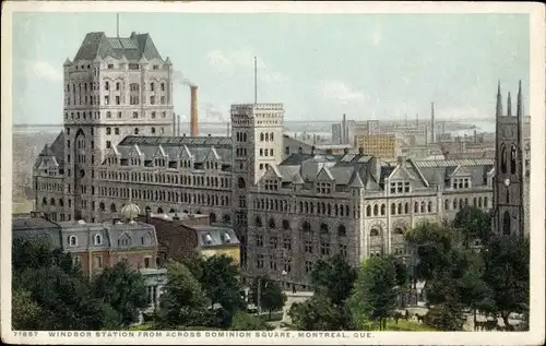 Ak Montreal Quebec Kanada, Windsor Station vom Across Dominion Square