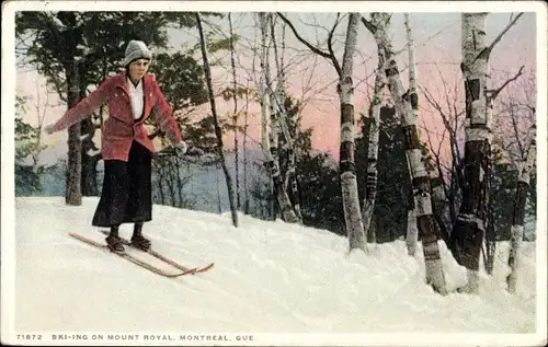 Ak Montreal Quebec Kanada, Skifahren auf dem Mount Royal
