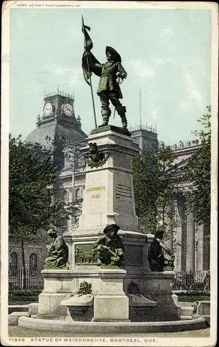 Ak Montreal Quebec Kanada, Statue von Maisonneuve