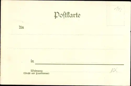 Litho Ruhla in Westthüringen, Blick auf den Ort, Kirche, Berge, Felder