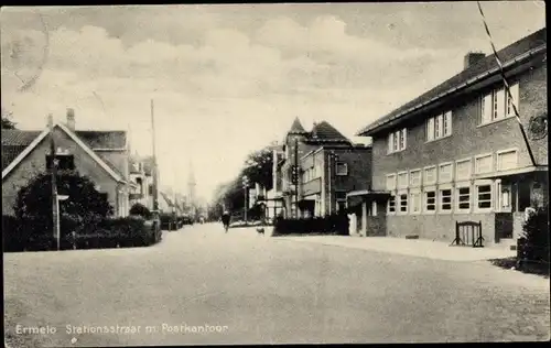 Ak Ermelo Gelderland, Stationsstraat, Postamt