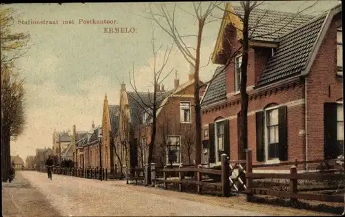 Ak Ermelo Gelderland, Stationsstraat, Postamt