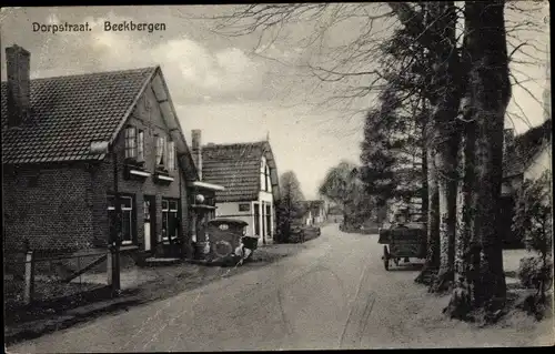 Ak Beekbergen Gelderland, Dorfstraße, Geschäft, Tankstelle
