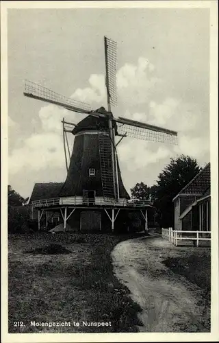 Ak Nunspeet Gelderland, Windmühle