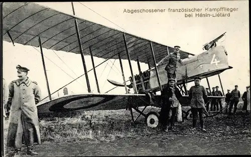 Ak Hénin Liétard Hénin Beaumont Pas de Calais, Abgeschossener französischer Kampfflieger, I WK