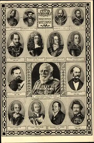 Ak Familie Bayern Wittelsbach, Prinzregent Luitpold, Ludwig III, Carl Theodor, Maximilian II