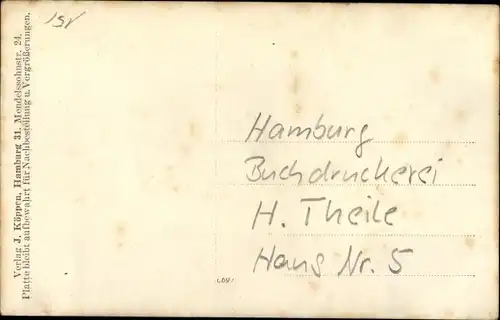 Foto Ak Hamburg, Buchdruckerei S. H. Theile, Hausnummer 5