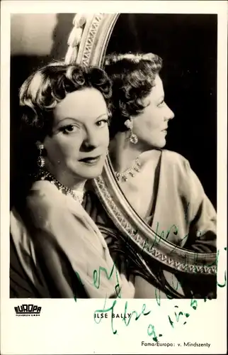 Ak Schauspielerin Ilse Bally, Portrait, Männer im gefährlichen Alter, Autogramm