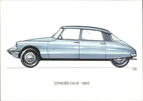 Künstler Ak Swoboda, Citroen DS 19, Automobil, 1955