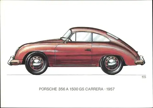 Künstler Ak Swoboda, Porsche 356 A 1500 GS Carrera, Automobil, 1957