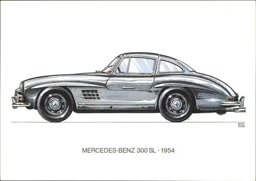 Künstler Ak Swoboda, Mercedes Benz 300 SL, 1954, Automobil, Flügeltüren