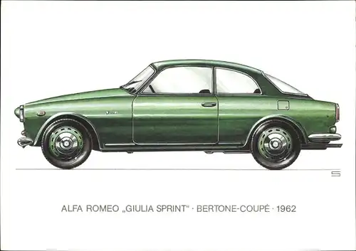 Künstler Ak Swoboda, Alfa Romeo Giulia Sprint Bertone Coupé, Automobil, 1962
