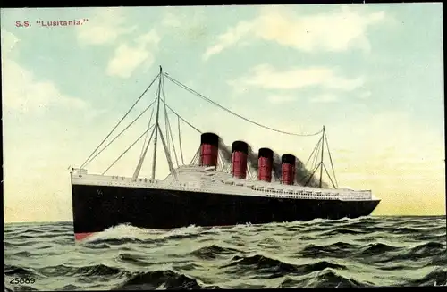 Ak Dampfer Lusitania, Cunard Line