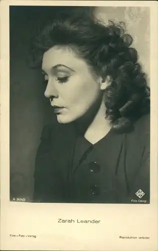 Ak Schauspielerin und Sängerin Zarah Leander, Portrait, Ufa Film