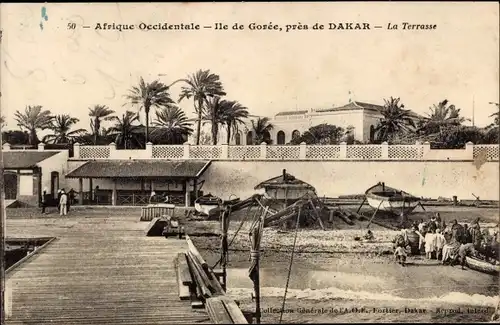 Ak Gorée Dakar Senegal, Terrasse, Strand