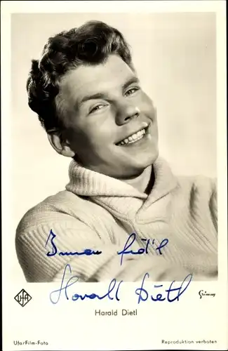 Ak Schauspieler Harald Dietl, Portrait, Autogramm