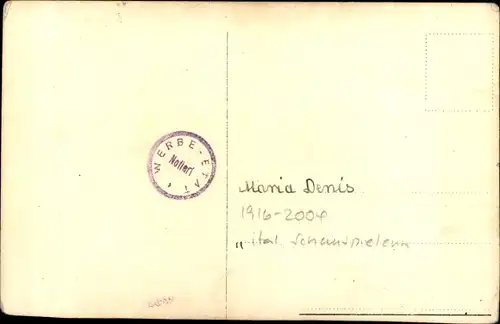 Ak Schauspielerin Maria Denis, Portrait, Profilansicht, Autogramm