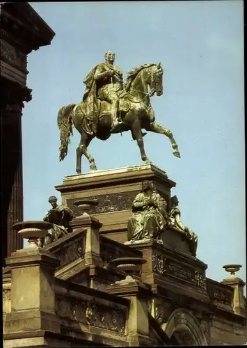 Ak Berlin Mitte, Reiterstandbild Friedrich Wilhelm IV.  vor der Nationalgalerie