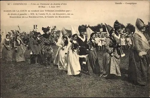 Ak Compiègne Oise, Feste der Jeanne d'Arc, Hofdamen