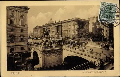 Ak Berlin Mitte, Kurfürsten-Brücke, Straßenbahn