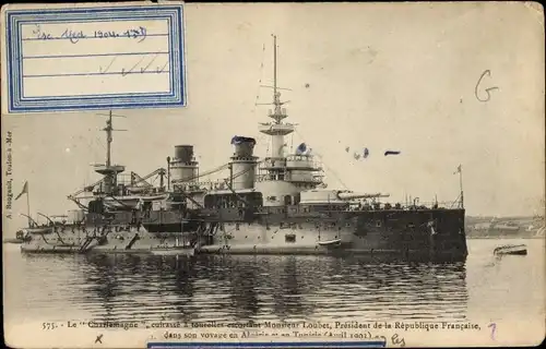 Ak Französisches Kriegsschiff Le Charlemagne, Französische Marine