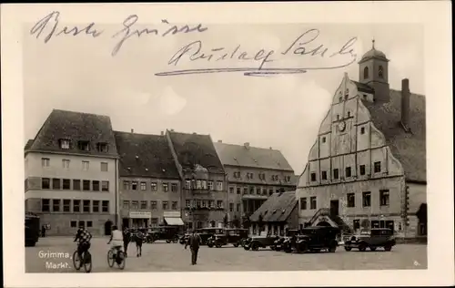 Ak Grimma in Sachsen, Markt, Rathaus, Ratskeller