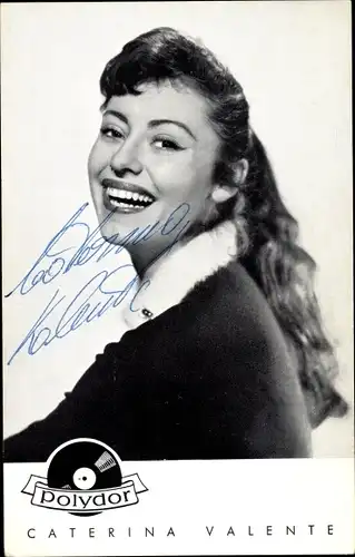 Ak Schauspielerin und Sängerin Caterina Valente, Portrait, Polydor Schallplatten, Autogramm