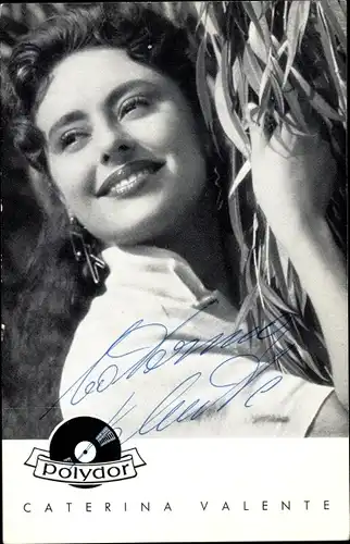 Ak Schauspielerin und Sängerin Caterina Valente, Portrait, Polydor Schallplatten, Autogramm