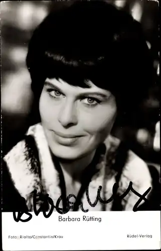 Ak Schauspielerin Barbara Rütting, Portrait, Autogramm