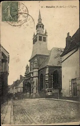 Ak Hesdin Pas de Calais, Kirche